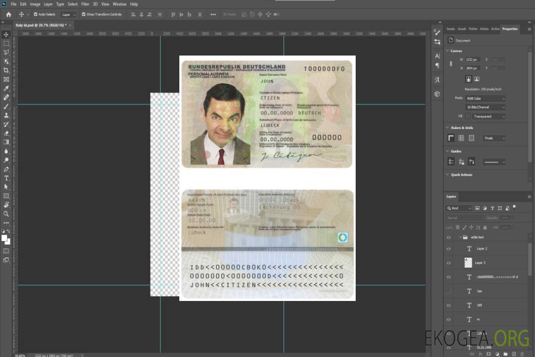 Carte d'identité Allemagne template Carte d'identité Allemagne template